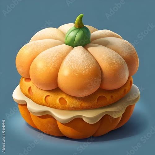 Cute and whimsical pumpkin shaped dessert. perfect for autumnal celebrations and food related projects. photo