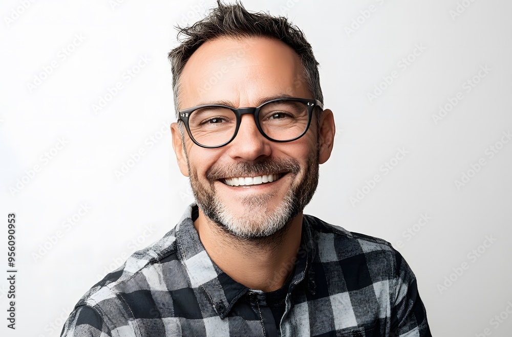 portrait of a handsome smiling man with glasses on an isolated white background portrait of a handsome smiling man with glasses on an isolated white background