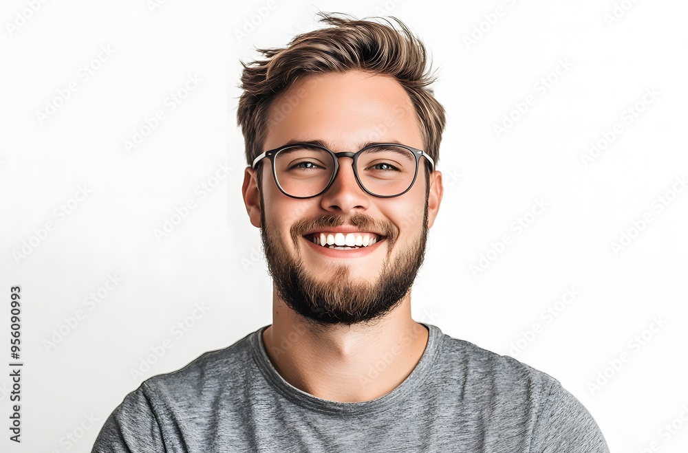 portrait of a handsome smiling man with glasses on an isolated white background portrait of a handsome smiling man with glasses on an isolated white background