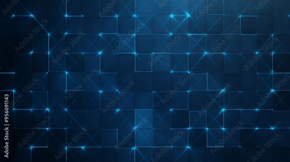Abstract Blue Grid Pattern with Glowing Lines and Squares Abstract Blue Grid Pattern with Glowing Lines and Squares