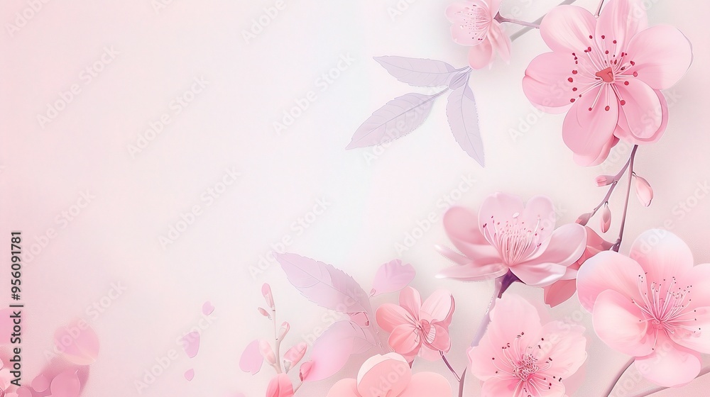 Stunning Pink Flowers with Minimalist Style Background: A Delicate and Elegant Visual. Showcasing Softness and Charm. Stunning Pink Flowers with Minimalist Style Background: A Delicate and Elegant Visual. Showcasing Softness and Charm.