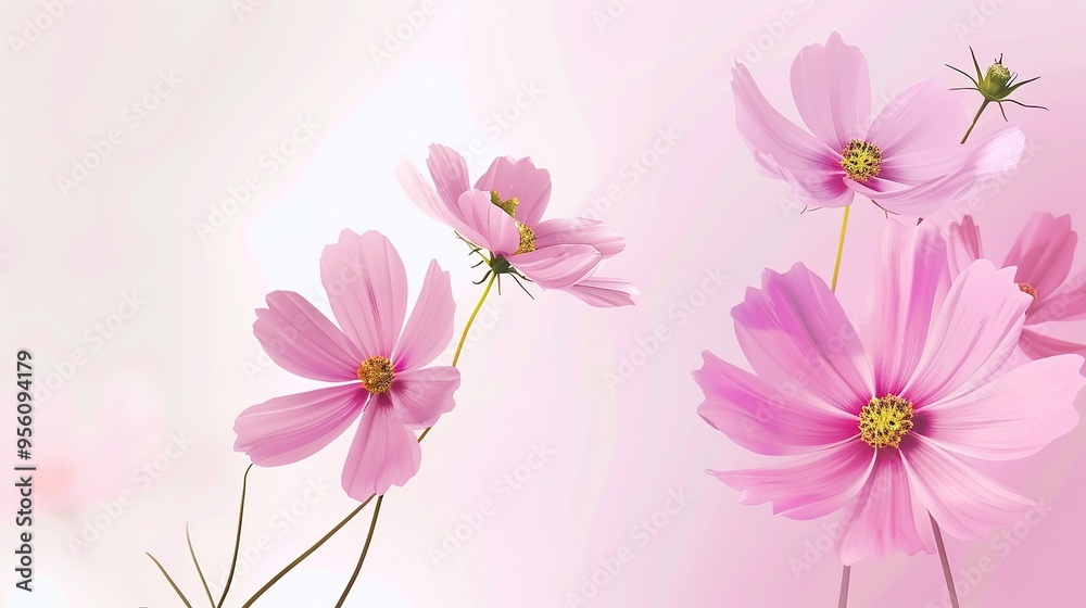 Stunning Pink Flowers with Minimalist Style Background: A Delicate and Elegant Visual. Showcasing Softness and Charm. Stunning Pink Flowers with Minimalist Style Background: A Delicate and Elegant Visual. Showcasing Softness and Charm.