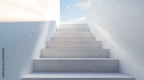 White Staircase Leading to a Bright Sky