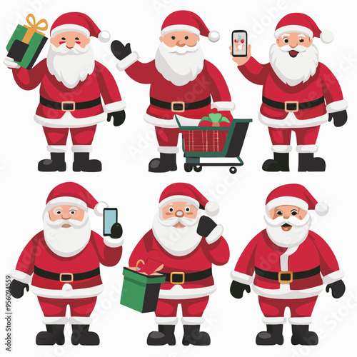 Festive Santa Claus Illustrations for Print-on-Demand T-Shirts and Christmas Apparel