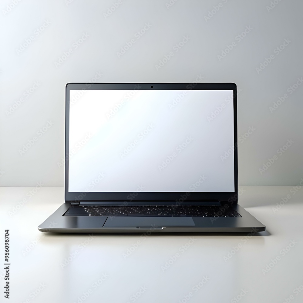 A clean and modern mockup of a black laptop with a blank white screen. perfect for showcasing your designs or presentations. A clean and modern mockup of a black laptop with a blank white screen. perfect for showcasing your designs or presentations.