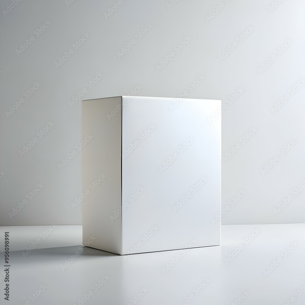 A pristine white box sits on a minimalist white surface. ready for your product design or branding. A pristine white box sits on a minimalist white surface. ready for your product design or branding.