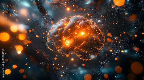 Glowing Human Brain Abstract Concept Art