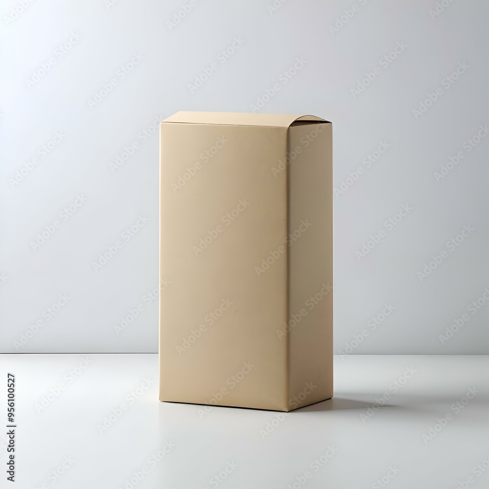 Blank brown cardboard box mockup isolated on white background.