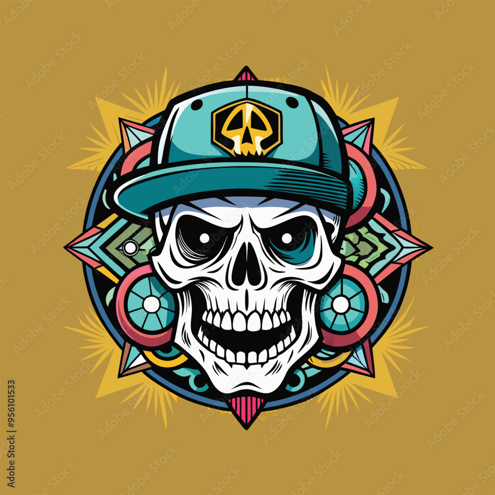 Skull Hiphop vector illustratiom Skull Hiphop vector illustratiom