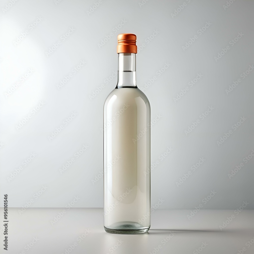 Fototapeta premium A simple yet elegant image of a glass bottle with an orange cap. perfect for showcasing your brand or product.