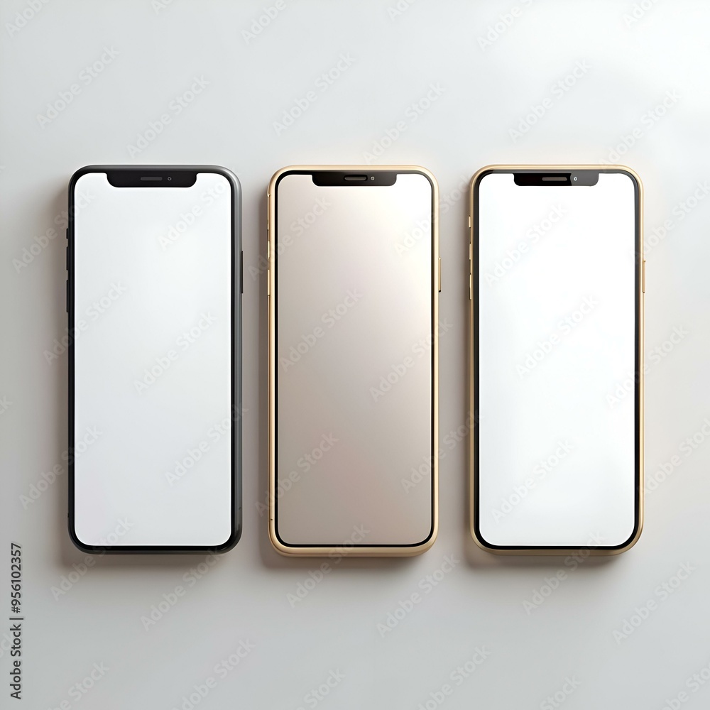 Three sleek. modern smartphone mockups with blank screens. perfect for showcasing your mobile app designs or branding. Three sleek. modern smartphone mockups with blank screens. perfect for showcasing your mobile app designs or branding.