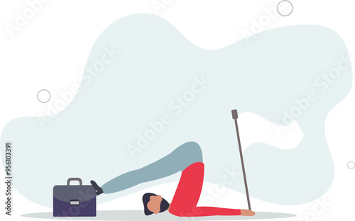 Give up, abandon hope or dream, loser or business failure, fatigue or exhausted from hard work, desperate or hopelessness concept.flat design with people.
