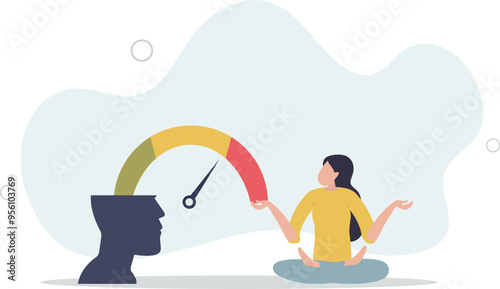 Stress and anxiety level, exhausted and fatigue from work causing depressed and mental illness concept.flat design with people.