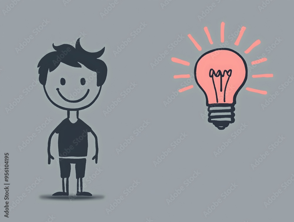 Bright Idea: Stick Figure with Light Bulb Bright Idea: Stick Figure with Light Bulb