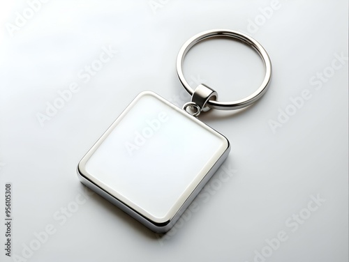 Blank square keychain with a silver ring.