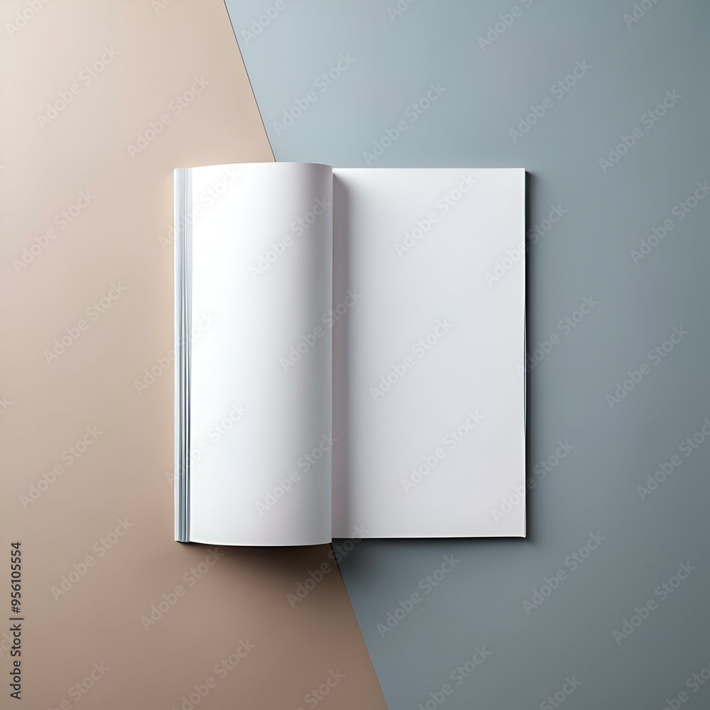 A clean and minimalist mockup of an open book with blank pages. perfect for showcasing your design or text. A clean and minimalist mockup of an open book with blank pages. perfect for showcasing your design or text.
