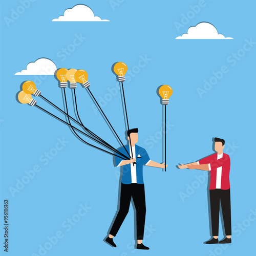 Leader give employee light bulb ballon photo