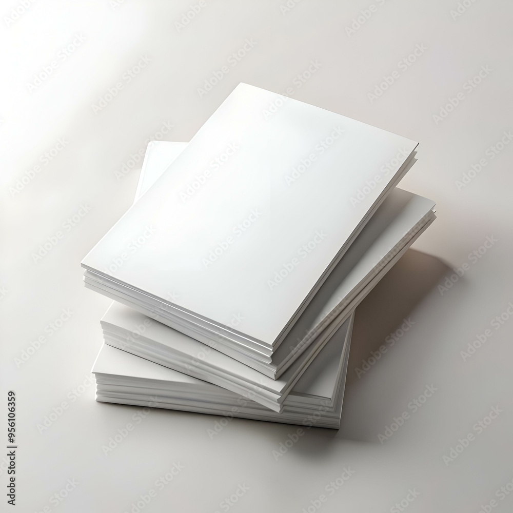 A clean and professional stack of four blank brochures. perfect for showcasing your designs or branding.