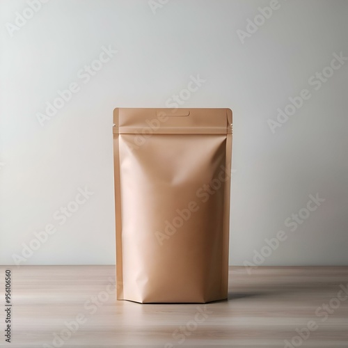 A blank brown stand up pouch with a zip lock closure.