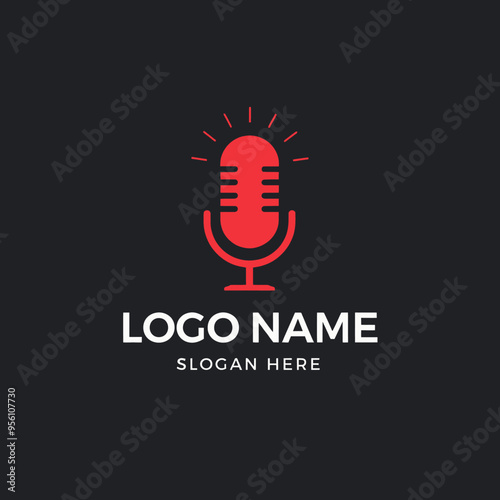Red Microphone Logo Name Slogan Here