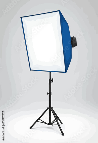 Professional Studio Lighting Setup with Blue Background photo