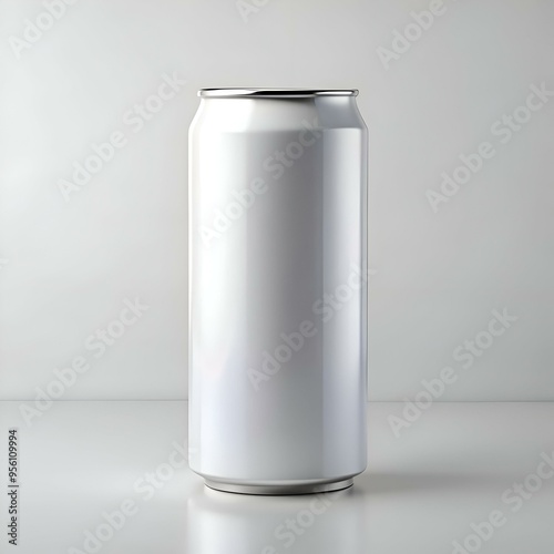 Blank white aluminum can mockup with a silver top.