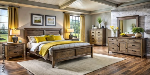 A chic sanctuary awaits in this bright and spacious bedroom, featuring trendy furniture designs from a Newmarket store,