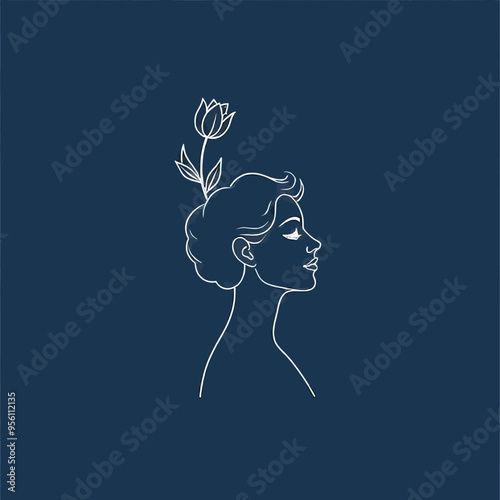 Contemplative Silhouette: Woman with Flower Crown