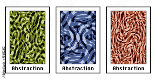 Set of 3 Abstract pattern. Illustration for printing on wall decorations. For use in graphics.