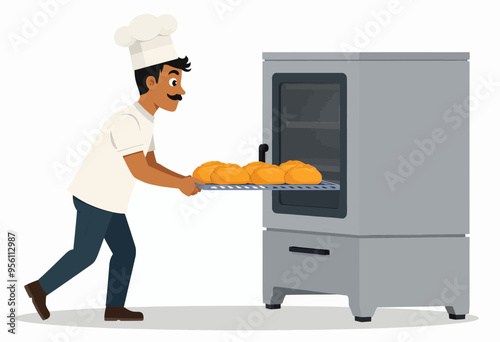 Chef Carrying Tray of Freshly Baked Bread