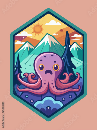 An Octopus in a Mountainous Landscape