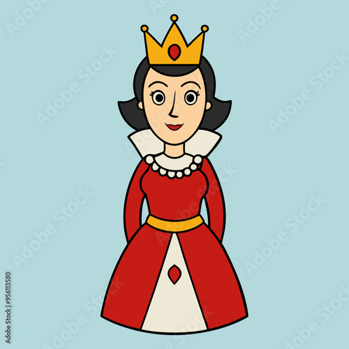 queen royal woman vector cartoon illustration