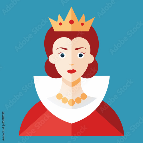 queen royal woman vector cartoon illustration