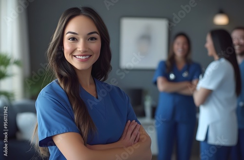 Portrait of young woman nurse at hospital corridor Free Download Portrait of young woman nurse at hospital corridor - GFXLoad