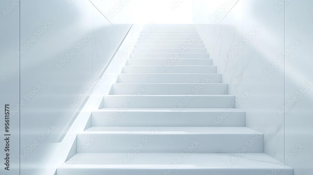 White Stairs Leading Upward in a Modern Interior White Stairs Leading Upward in a Modern Interior
