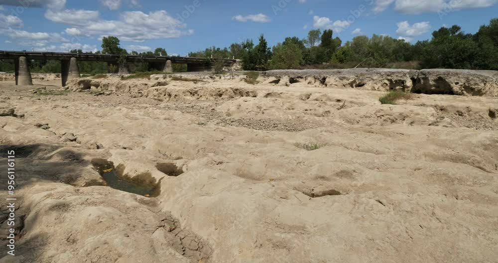 The Gardon river during the dry season, Dions, Gard department, Occitania, France