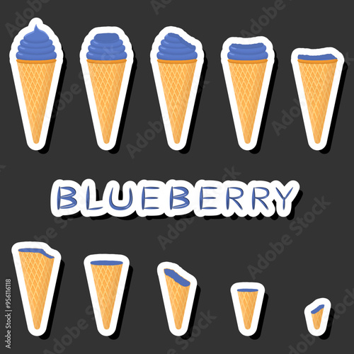 Big colorful set different forms natural dessert ice cream of consisting various ingredients