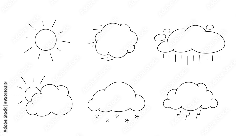 Weather Meteorology icons. Vector editable outline stroke. Weather Meteorology icons. Vector editable outline stroke.