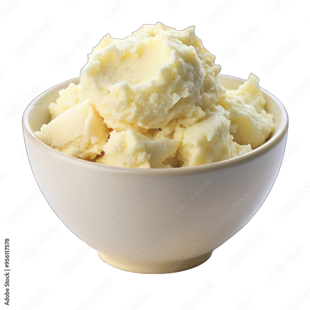 Shea butter on white bowl isolated on transparent background Shea butter on white bowl isolated on transparent background