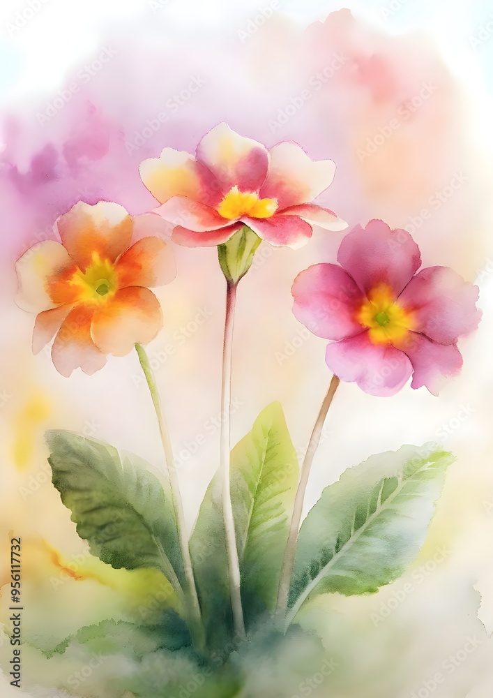 Vibrant Watercolor Flowers Blooming Soft Pastel Background Nature Beauty Vibrant Watercolor Flowers Blooming Soft Pastel Background Nature Beauty