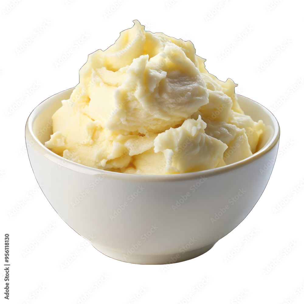 Shea butter on white bowl isolated on transparent background Shea butter on white bowl isolated on transparent background