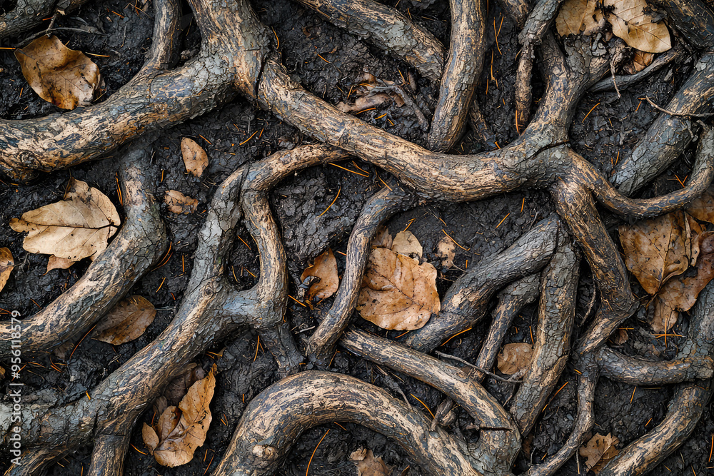 Nature's Abstract: Twisted Tree Roots Form a Striking Pattern on the Forest Floor Nature's Abstract: Twisted Tree Roots Form a Striking Pattern on the Forest Floor