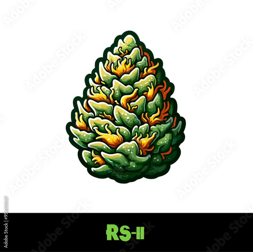 Vector Illustrated RS-11 Cannabis Bud Strain Cartoon