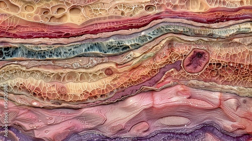 Backgrounds of Characteristics Tissue of Human under microscope in biology lab. smooth muscle tissue