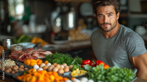 Healthy Lifestyle Enthusiast Preparing a Nutritious Meal with Fresh Organic Ingredients in a Cozy Kitchen, Promoting Wellness and Balanced Diet