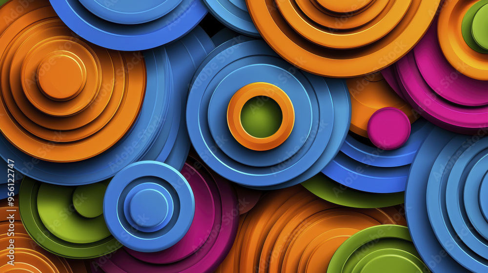 Colorful geometric shapes create vibrant and dynamic design with overlapping circles in various sizes and hues. Colorful geometric shapes create vibrant and dynamic design with overlapping circles in various sizes and hues.