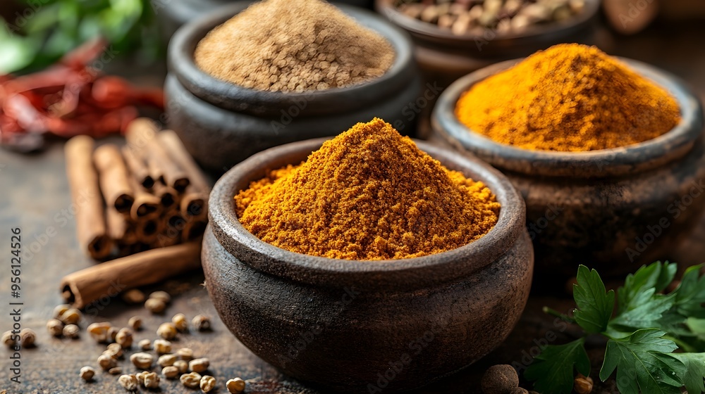 Freshly Ground Aromatic African Spices in Closeup View Freshly Ground Aromatic African Spices in Closeup View