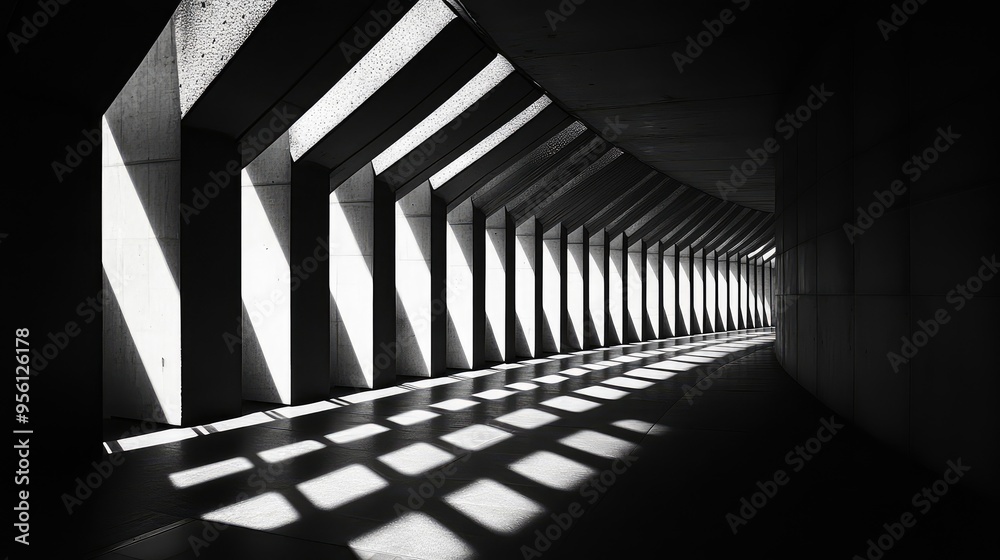 Abstract patterns of light and shadow, in shades of gray and black, creating a striking, high-contrast visual effect Abstract patterns of light and shadow, in shades of gray and black, creating a striking, high-contrast visual effect