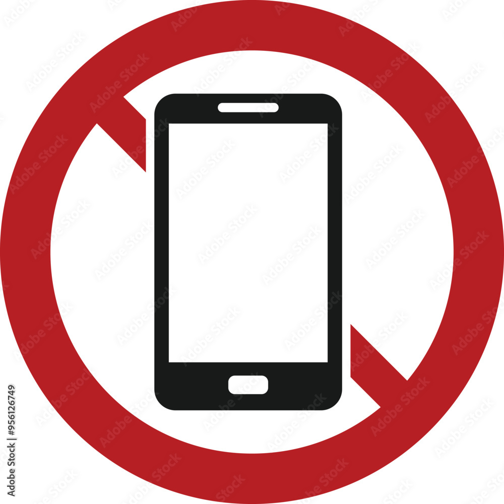 No smart phone prohibition sign template. Vector illustration on transparent background