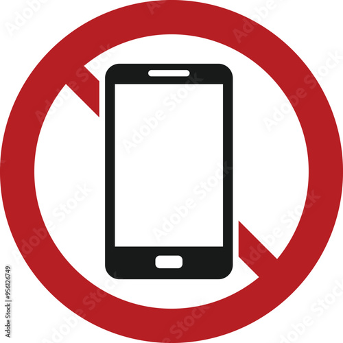 Obraz na płótnie No smart phone prohibition sign template. Vector illustration on transparent background w salonie